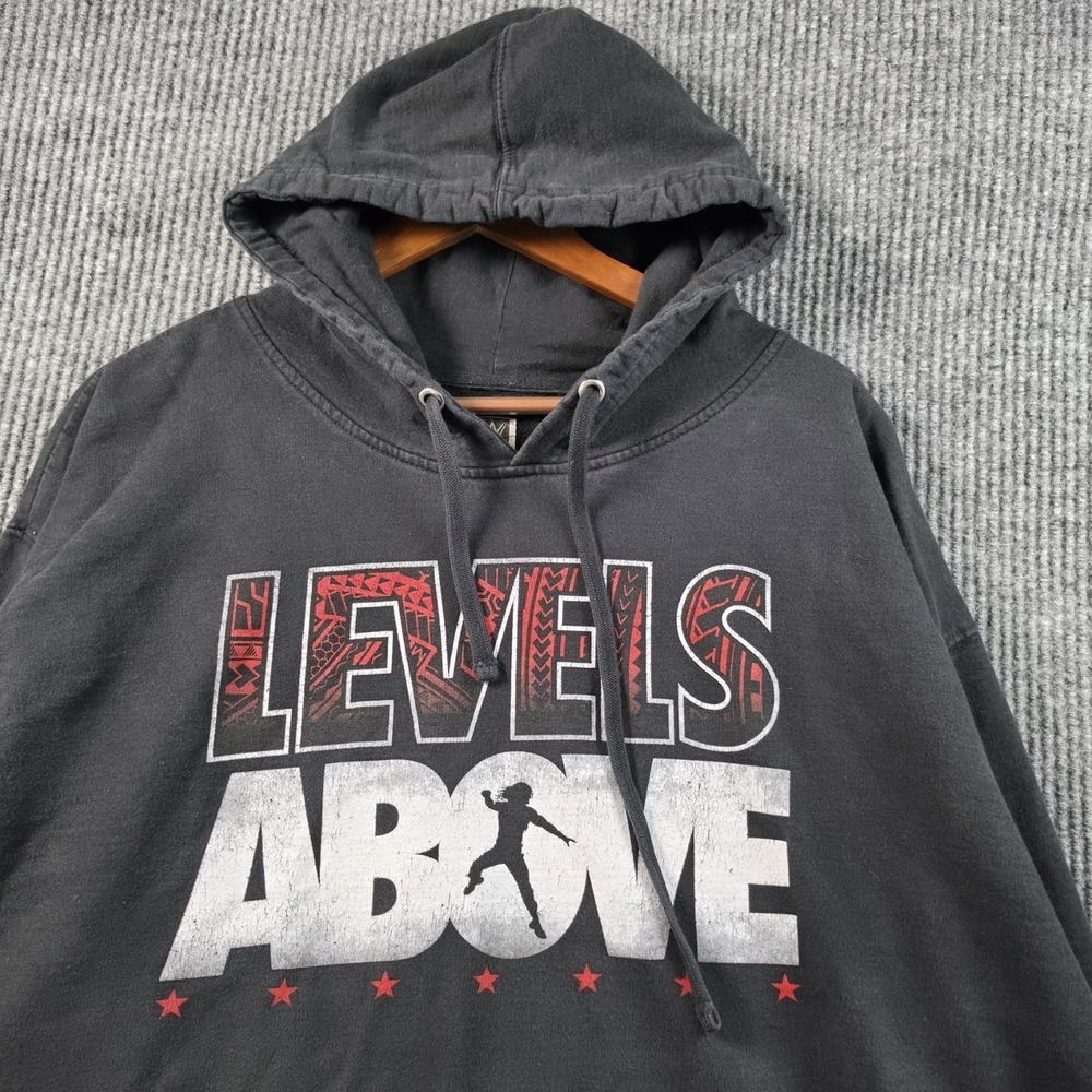 WWE Authentic Hoodie Mens 2XL Black Wash Roman Reigns Graphic Pullover Wrestling
